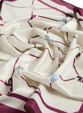 Mouchoir Pieces Bambi beige et grenat pour femme.