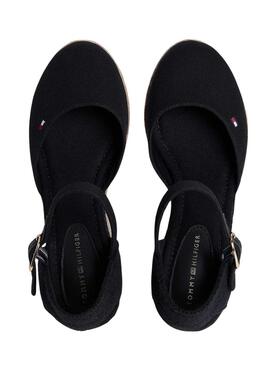 Espadrilles Tommy Hilfiger noires avec semelle compensée pour femme