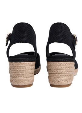 Espadrilles Tommy Hilfiger noires avec semelle compensée pour femme