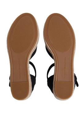 Espadrilles Tommy Hilfiger noires avec semelle compensée pour femme