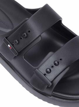 Mules Tommy Hilfiger Light ajustables avec boucles noires pour homme.