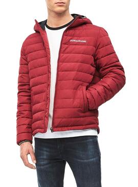 Veste Calvin Klein Padded Hooded Grenat Homme