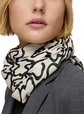Foulard Tous Kaos imprimé ours noir et blanc pour femme