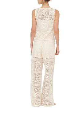 Pantalon blanc en dentelle Only Llian pour femme.
