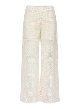 Pantalon blanc en dentelle Only Llian pour femme.
