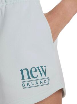 Shorts New Balance en polaire turquoise pour femmes