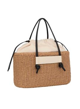 Grand panier Tous en Scoubidou naturel et noir pour femme