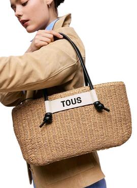 Grand panier Tous en Scoubidou naturel et noir pour femme