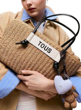 Grand panier Tous en Scoubidou naturel et noir pour femme