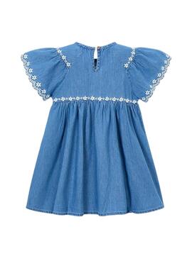Robe Mayoral en jean léger avec broderie florale bleu moyen pour fille