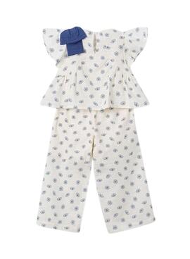 Ensemble Mayoral imprimé floral bleu crème pour bébé fille