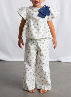 Ensemble Mayoral imprimé floral bleu crème pour bébé fille