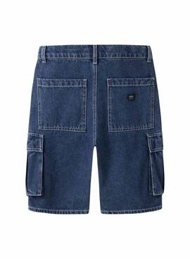 Bermuda en denim Name It Ben cargo lavado oscuro para niño