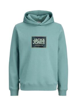 Sweat à capuche Jack and Jones Rain vert pour enfant