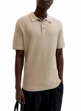 Polo en maille Jack and Jones Bluriley beige pour homme
