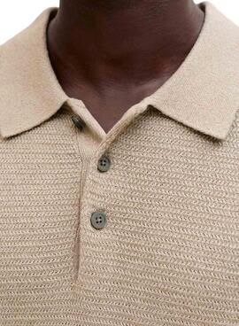 Polo en maille Jack and Jones Bluriley beige pour homme