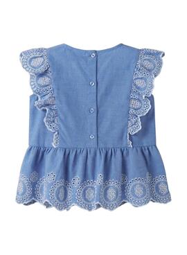 Top Name It Ferma Mini brodé anglais bleu pour fille
