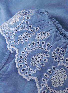 Top Name It Ferma brodé anglais bleu pour fille