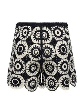 Shorts en crochet Only Yvonne noir et blanc pour femme.