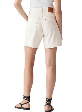 Bermuda Levis High Baggy blanc pour femme.