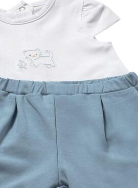 Ensemble 3 pièces floral bleu pour bébé