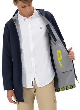 Parka L'Octopus imperméable bleue marine pour homme