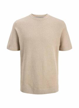 T-shirt Jack and Jones Bluriley beige pour homme