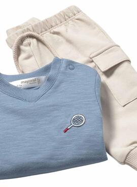 Ensemble de sport bleu et rouge pour bébé de la collection Mayoral
