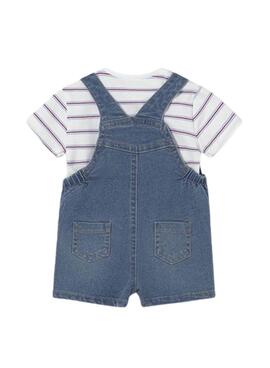 Ensemble Mayoral avec salopette en jean courte et t-shirt à rayures pour bébé