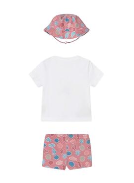 Ensemble Mayoral pois blanc et corail avec bonnet pour bébé