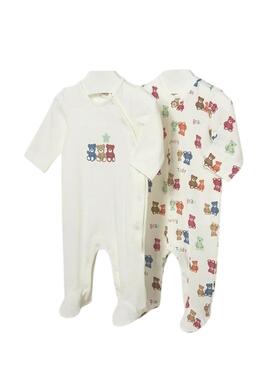 Pack Mayoral deux grenouillères oursons multicolores pour bébé