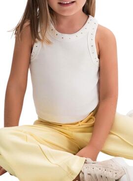 T-shirt Mayoral avec clous blanc cassé pour fille