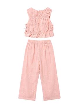 Ensemble de mairesse brodé rose pour fille