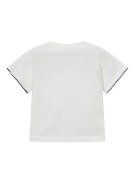 T-shirt Mayoral blanc avec poche en crochet pour fille