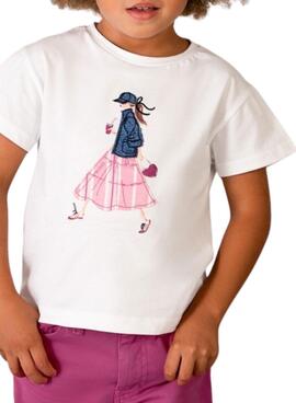 T-shirt Mayoral Girl blanc pour fille.