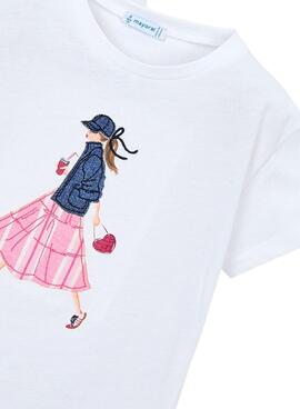 T-shirt Mayoral Girl blanc pour fille.
