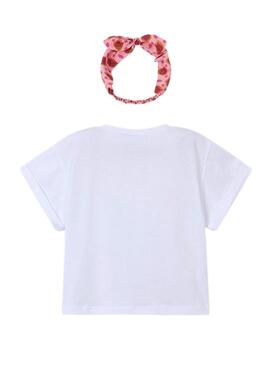 T-shirt Mayoral avec bandeau blanc et rose pour fille