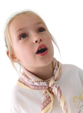 T-shirt Mayoral avec bandana beige pour fille.