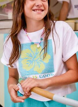 T-shirt Mayoral Life is Good jaune pour fille