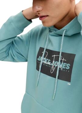 Sweat à capuche Jack and Jones Cole turquoise pour homme