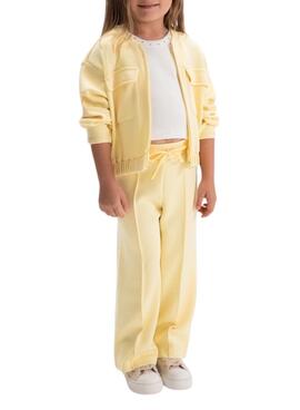 Ensemble de veste et pantalon jaune pâle pour fille de Mayoral