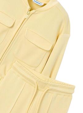 Ensemble de veste et pantalon jaune pâle pour fille de Mayoral