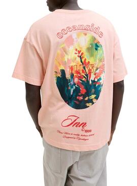 T-shirt Jack and Jones Montauk rose pour homme