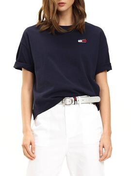 T-Shirt Tommy Jeans Badge Marine Pour Femme