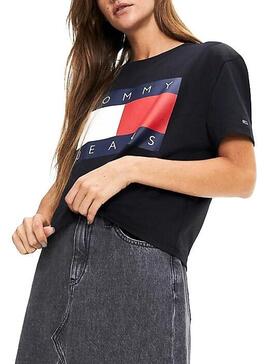 T-Shirt Tommy Jeans Flag Noir Pour Femme