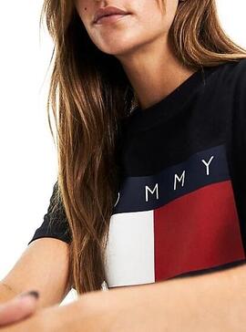 T-Shirt Tommy Jeans Flag Noir Pour Femme