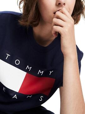T-Shirt Tommy Jeans Flag Marine Pour Femme