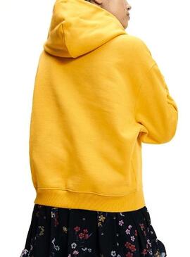 Sweat Tommy Jeans Badge Hoodie Jaune Femme