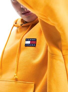 Sweat Tommy Jeans Badge Hoodie Jaune Femme