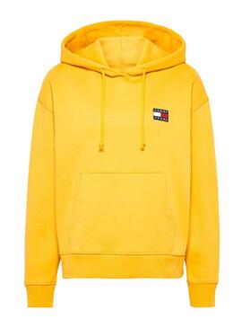 Sweat Tommy Jeans Badge Hoodie Jaune Femme